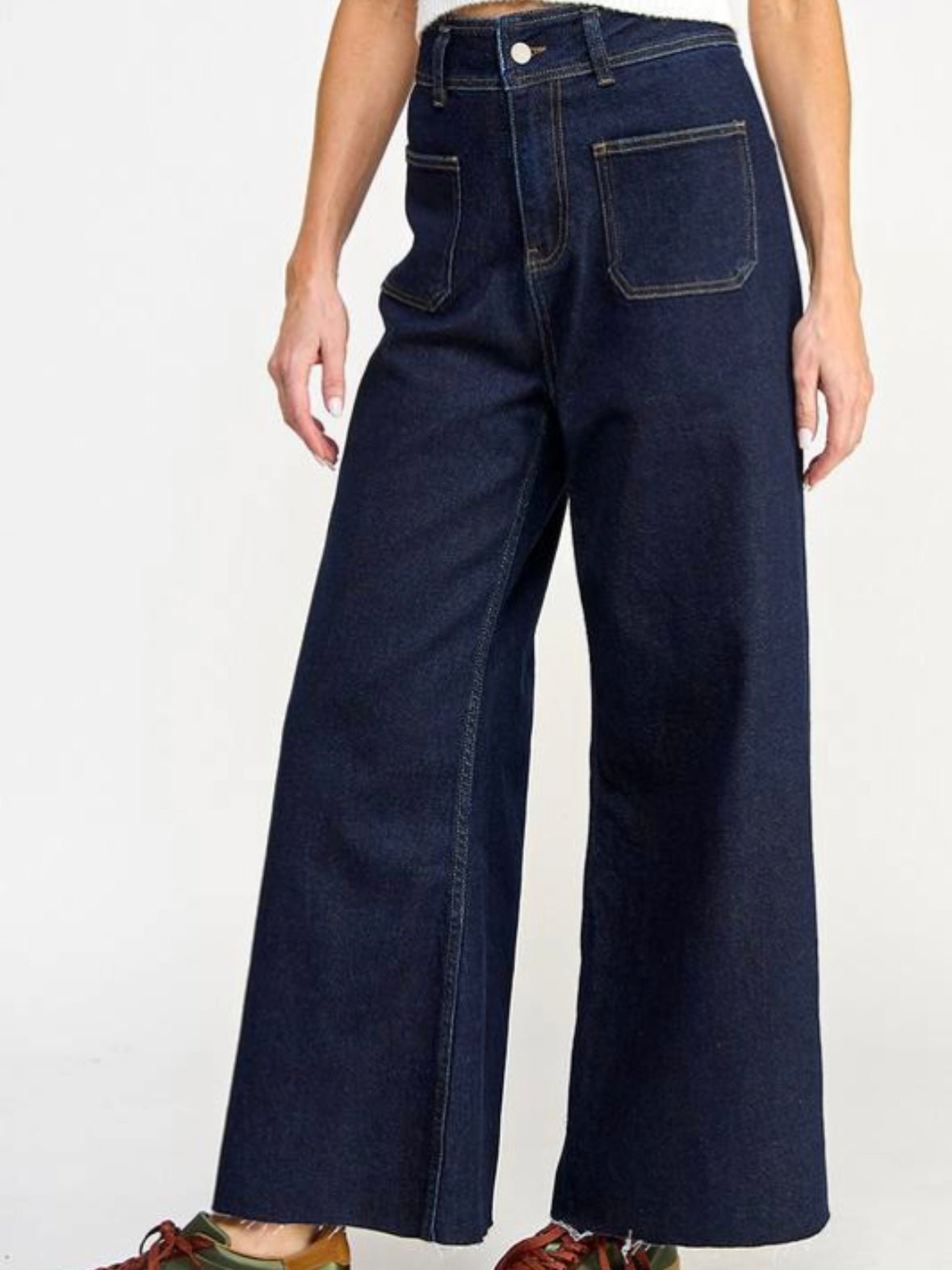 Dark blue jeans wide legs pants - Wapas