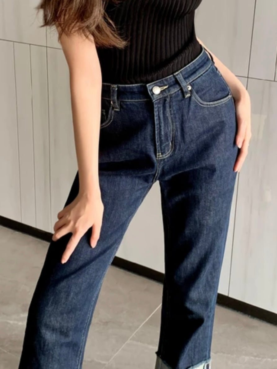 Dark blue straight jeans pants - Wapas