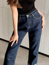 Dark blue straight jeans pants - Wapas