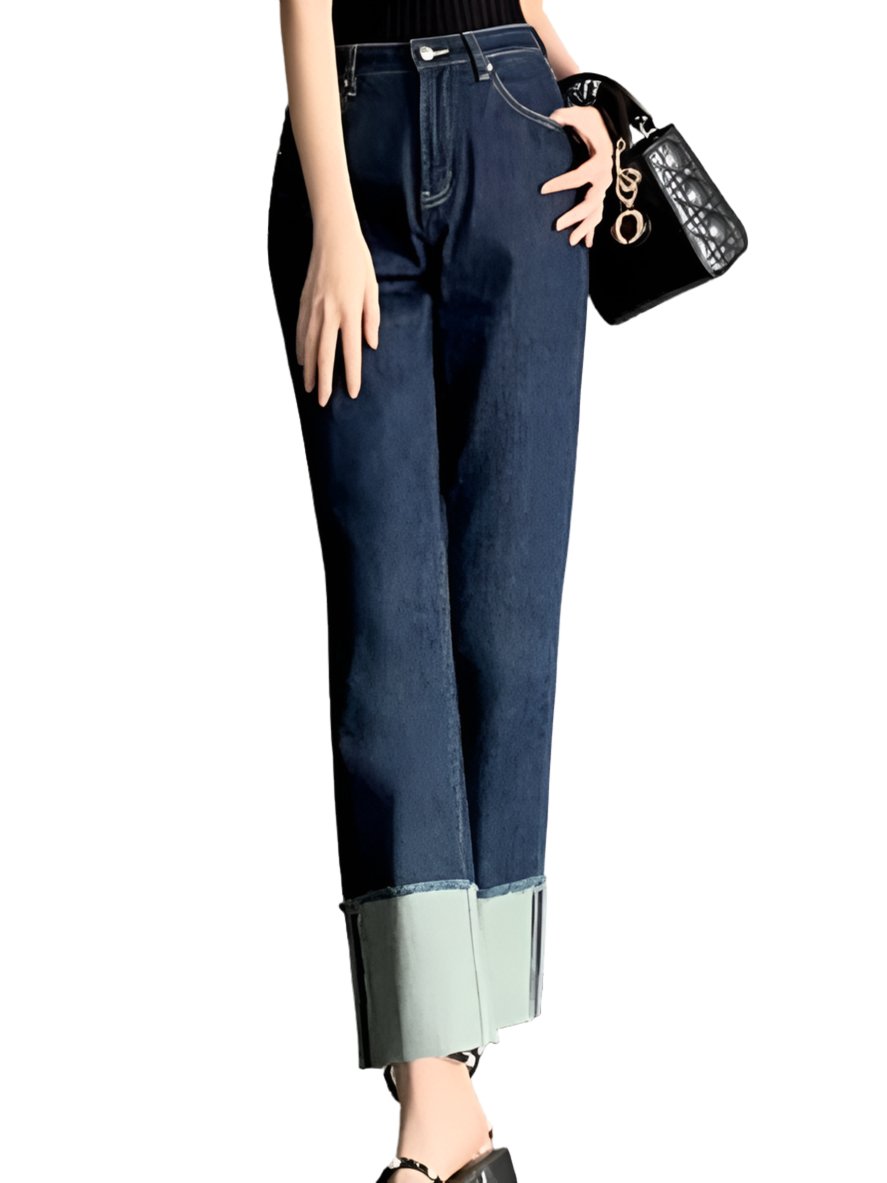 Dark blue straight jeans pants - Wapas