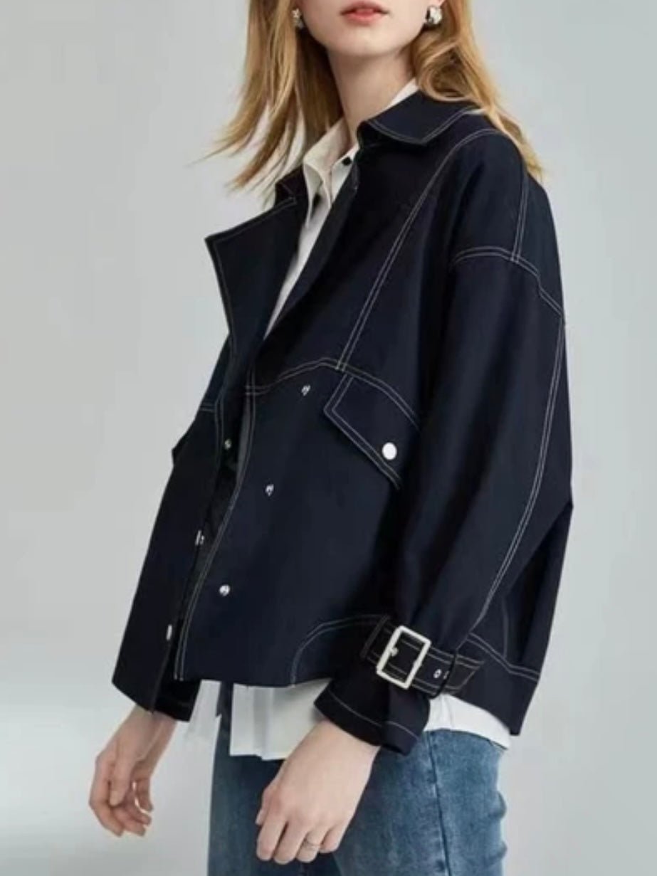 Dark blue V cut jacket - Wapas