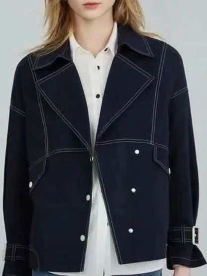 Dark blue V cut jacket - Wapas