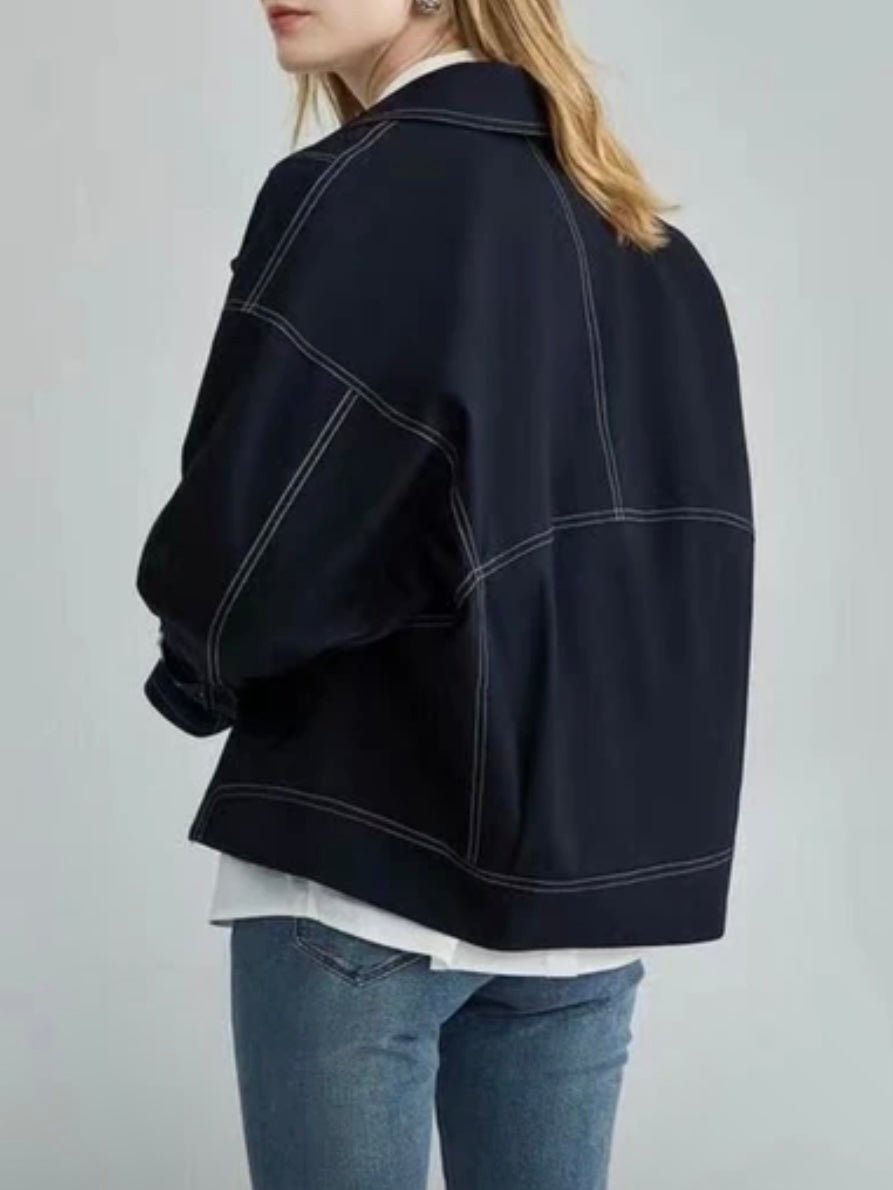 Dark blue V cut jacket - Wapas