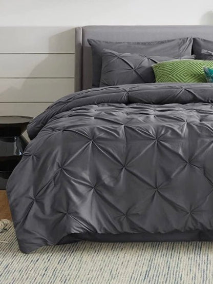 Dark gray pleated bed set 8 pieces - Wapas