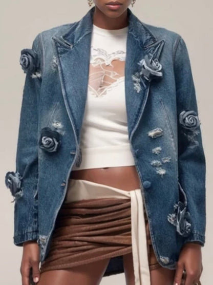 Denim roses blazer - Wapas