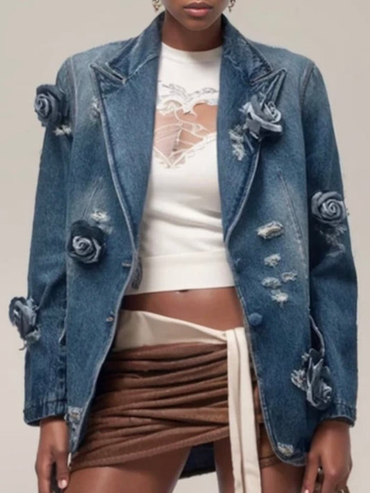 Denim roses blazer - Wapas