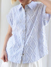 Diamonds texture light blue denim shirt short sleeves - Wapas