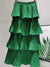 Emerald green layered pleated tube maxi skirt - Wapas