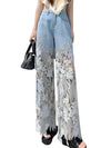 Flare lace light blue jeans pants - Wapas