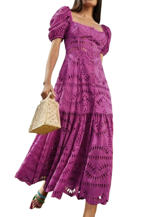 Fuchsia lace maxi dress - Wapas