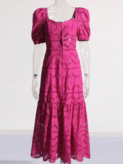 Fuchsia lace maxi dress - Wapas