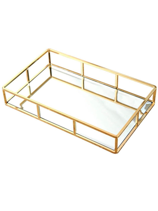 Gold metallic and glass box / tray - Wapas