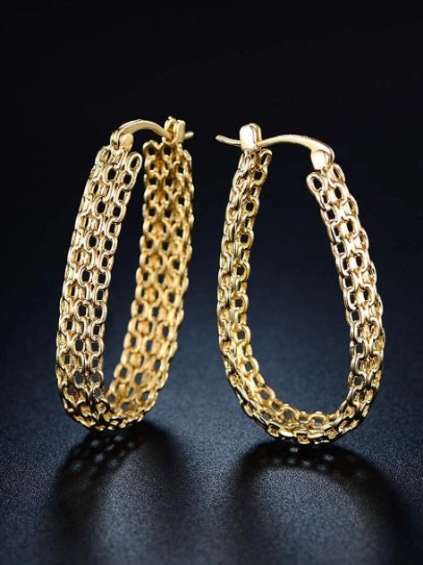 Gold plated round net earrings - Wapas