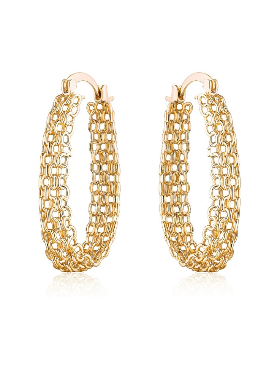 Gold plated round net earrings - Wapas