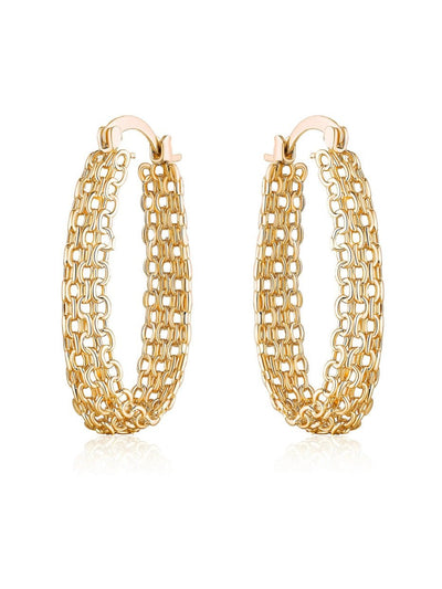 Gold plated round net earrings - Wapas