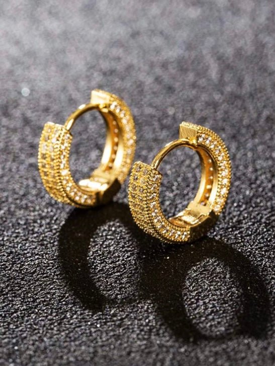 Gold plated zirconia round earrings - Wapas