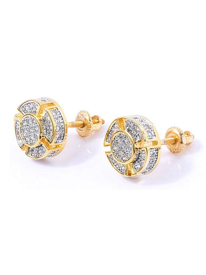 Gold plated zirconia round earrings - Wapas