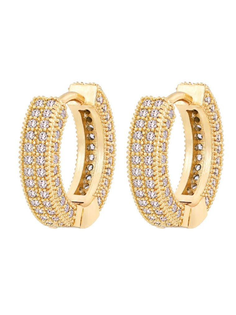 Gold plated zirconia round earrings - Wapas