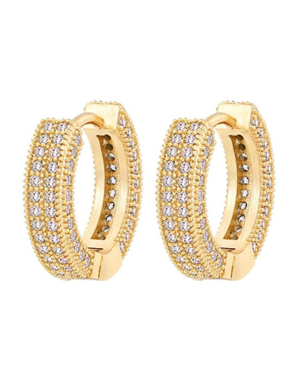 Gold plated zirconia round earrings - Wapas