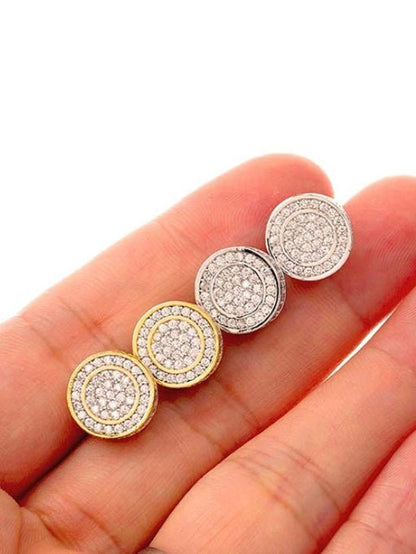 Gold plated zirconia round earrings - Wapas