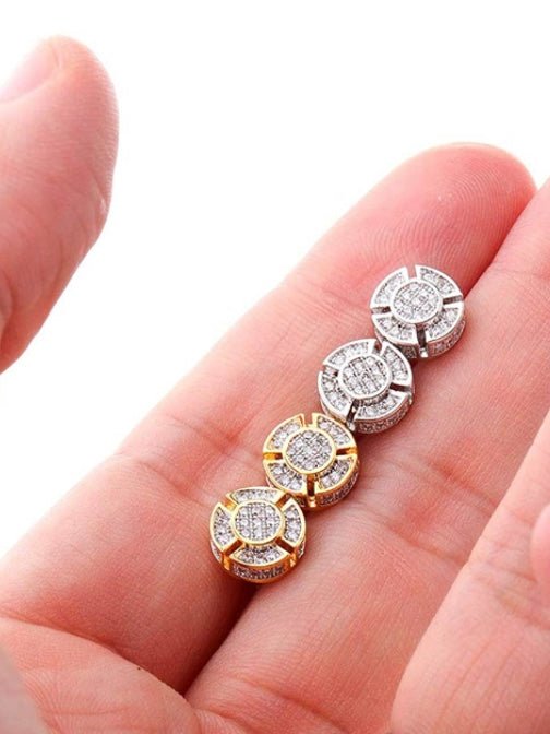 Gold plated zirconia round earrings - Wapas