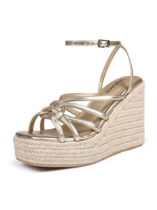 Gold platform espadrille wedge sandals - Wapas