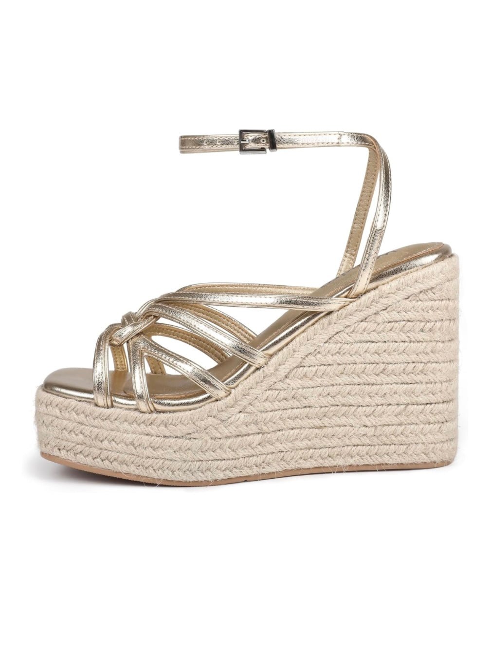 Gold platform espadrille wedge sandals - Wapas