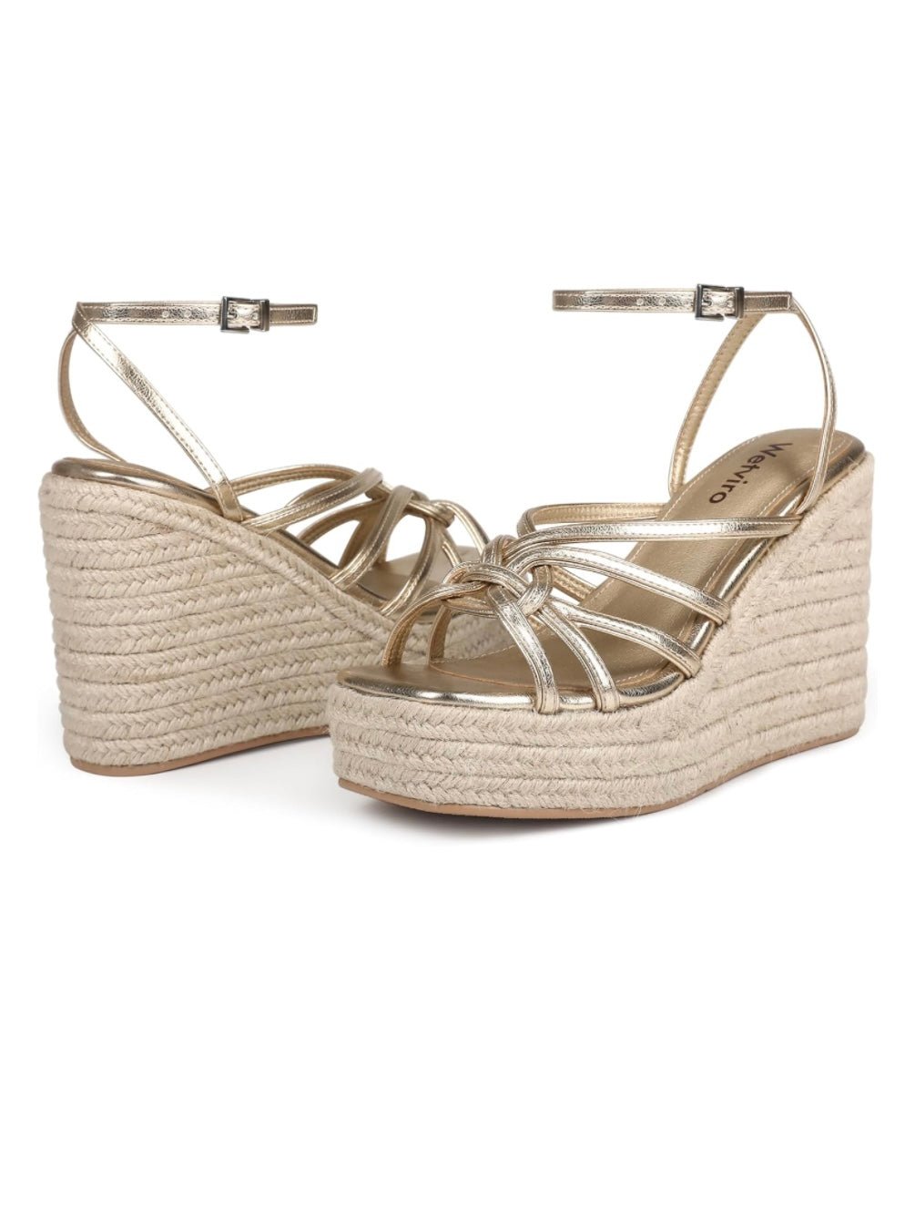 Gold platform espadrille wedge sandals - Wapas