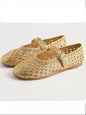 Gold straw flats shoes - Wapas