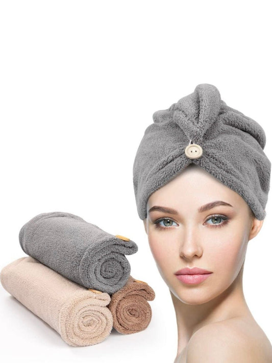 Gray, camel and brown drying hair wrap - Wapas