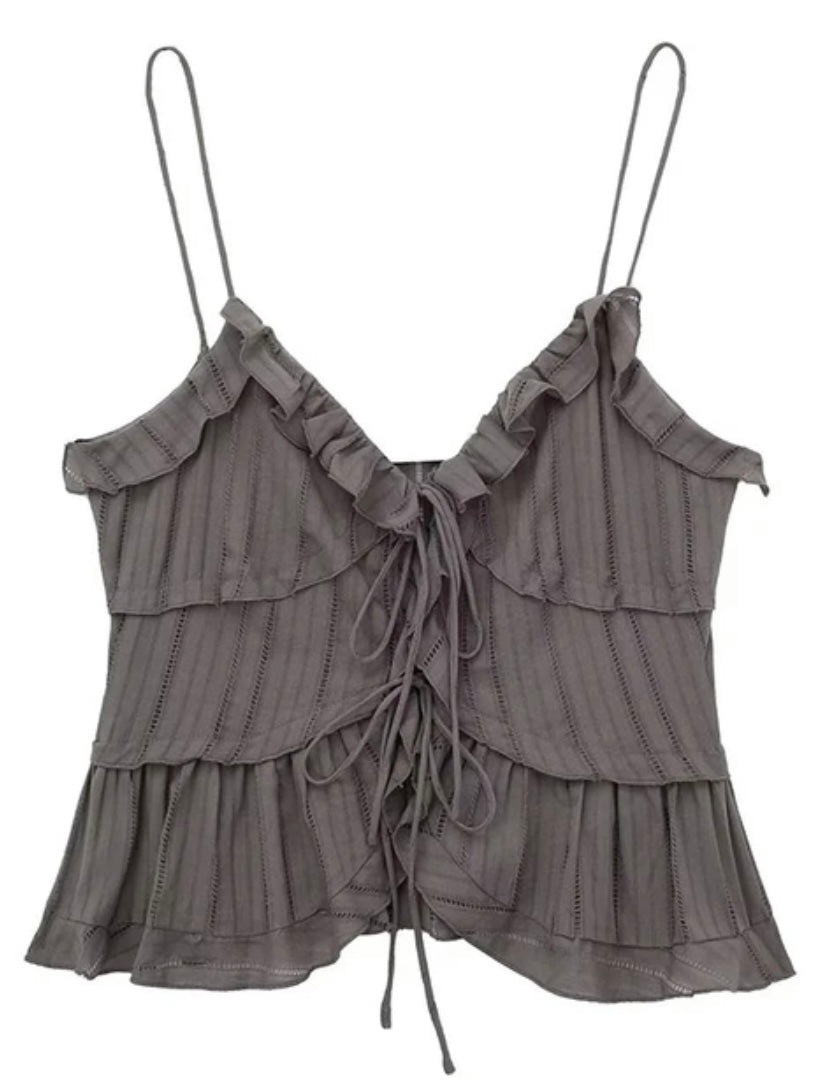 Gray lace set top and pants - Wapas