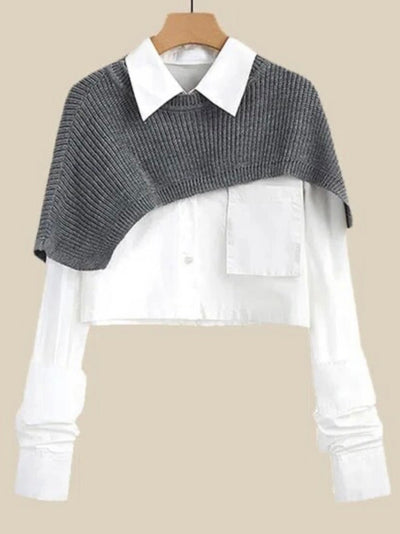 Gray set of 2 sweater shirt and skirt - Wapas