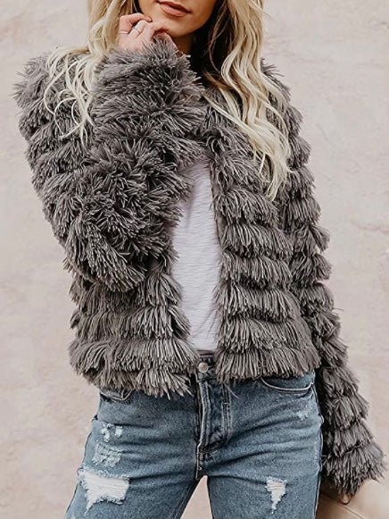 Gray shaggy coat jacket - Wapas