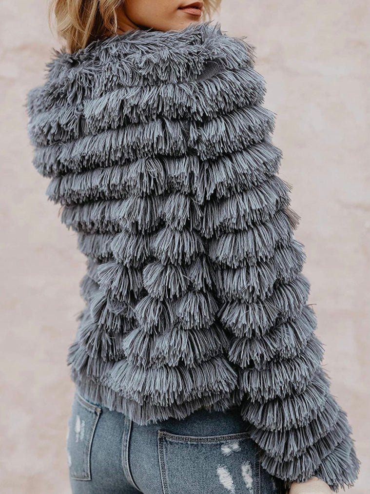 Gray shaggy coat jacket - Wapas