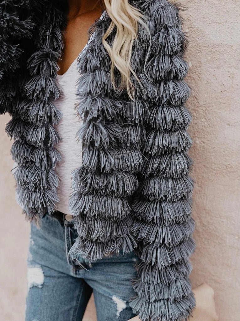 Gray shaggy coat jacket - Wapas