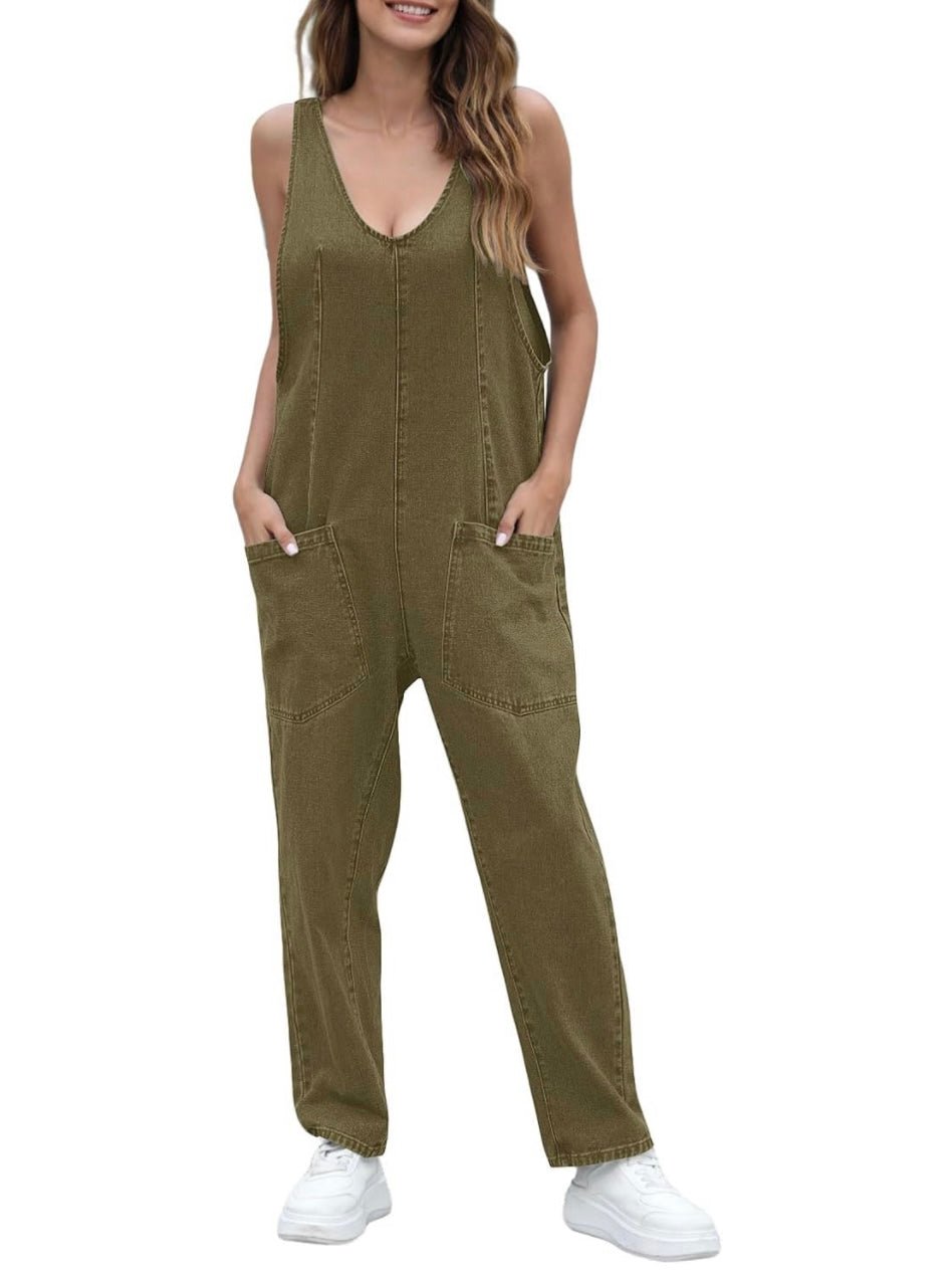 Green denim loose jumper overall - Wapas