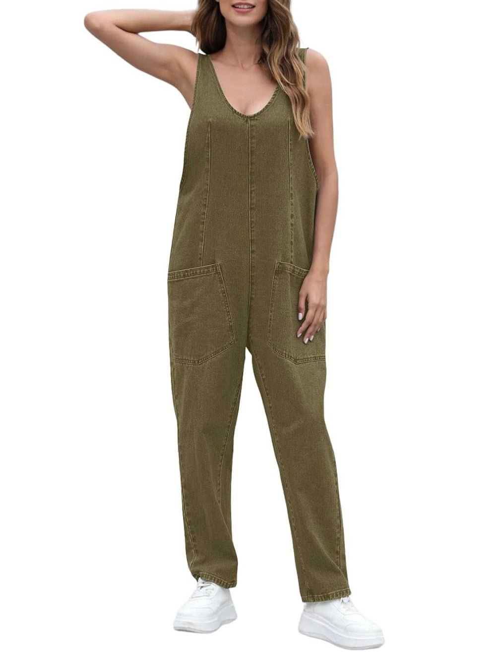 Green denim loose jumper overall - Wapas