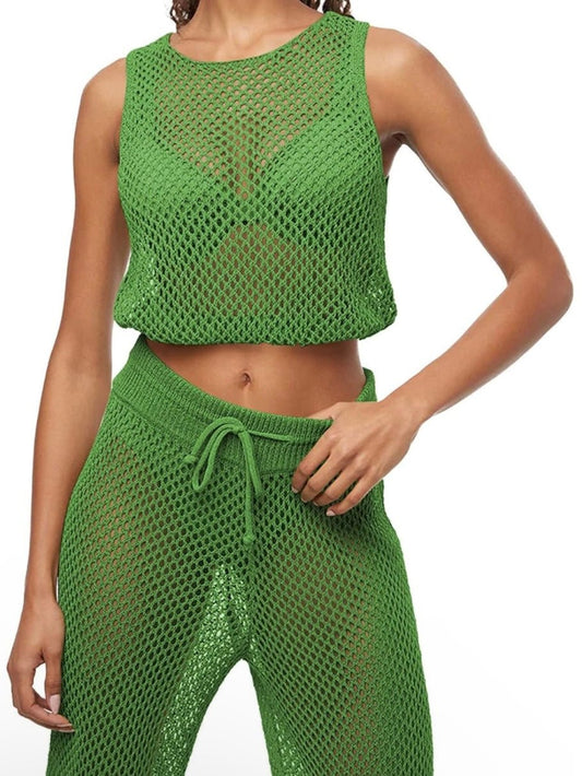 Green net beach set cover up - Wapas