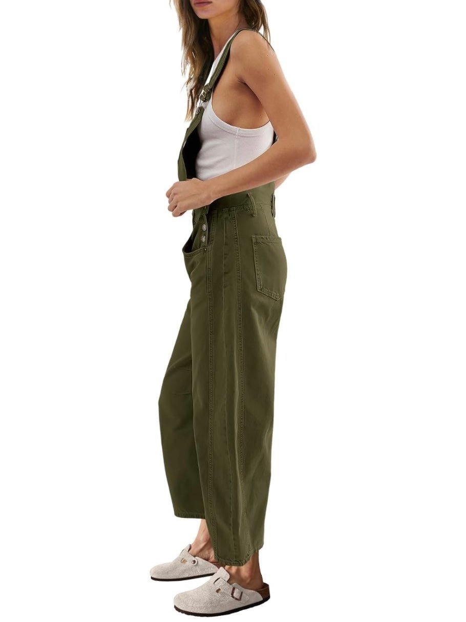 Green olive denim capri jumper overall - Wapas