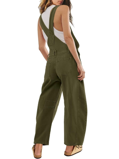 Green olive denim capri jumper overall - Wapas