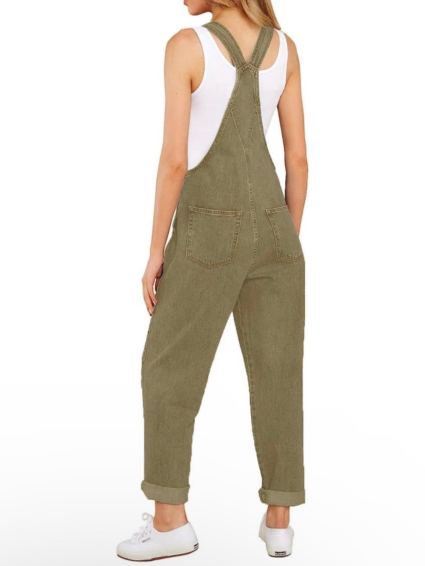 Green olive denim stretch jumper overall - Wapas