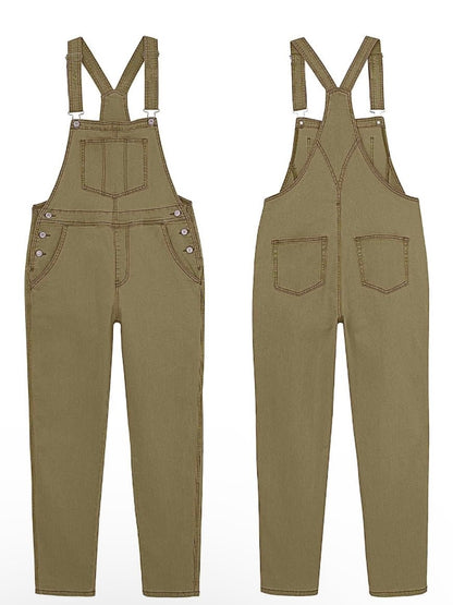 Green olive denim stretch jumper overall - Wapas