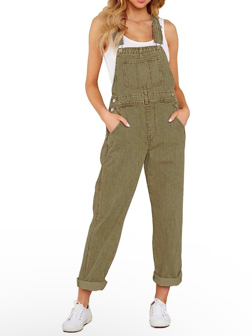 Green olive denim stretch jumper overall - Wapas