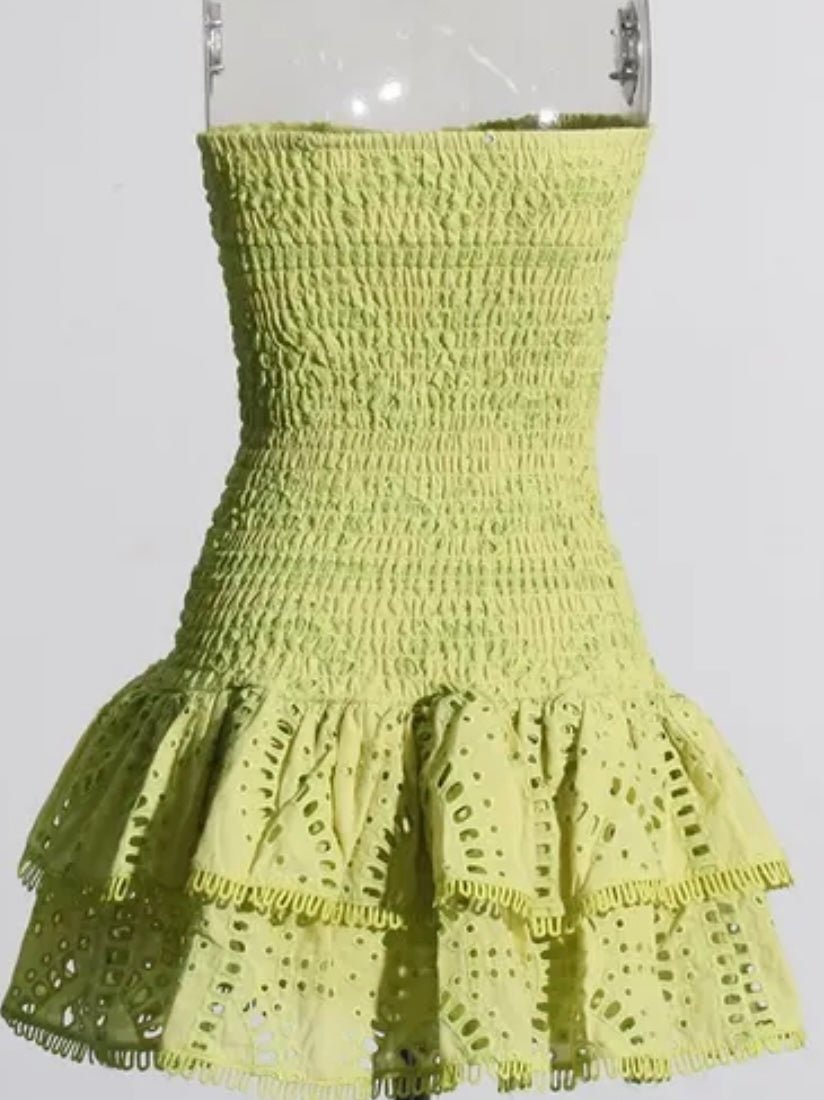 Green strapless lace mini dress - Wapas