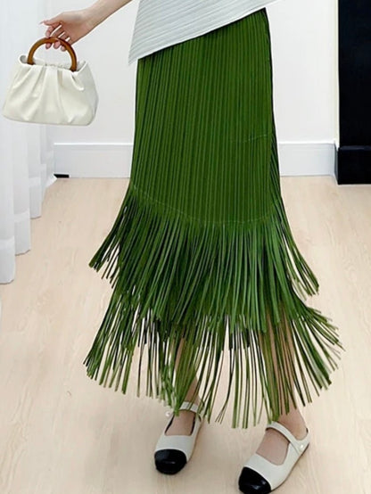 Green tassels tube midi skirt - Wapas