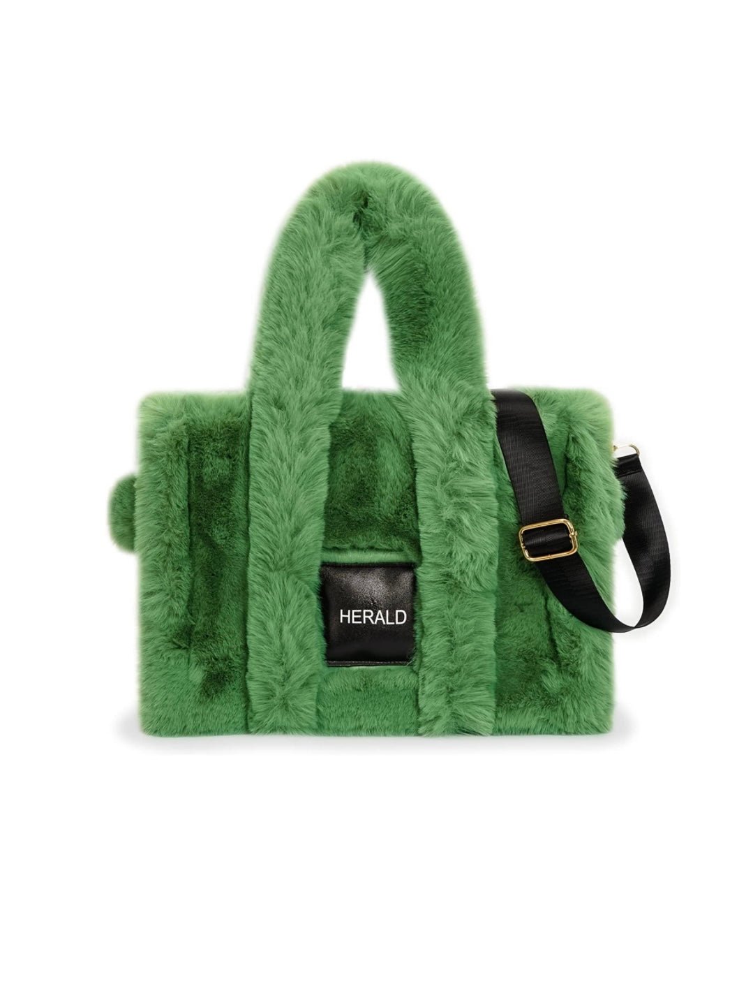 Green tote furry plush bag - Wapas