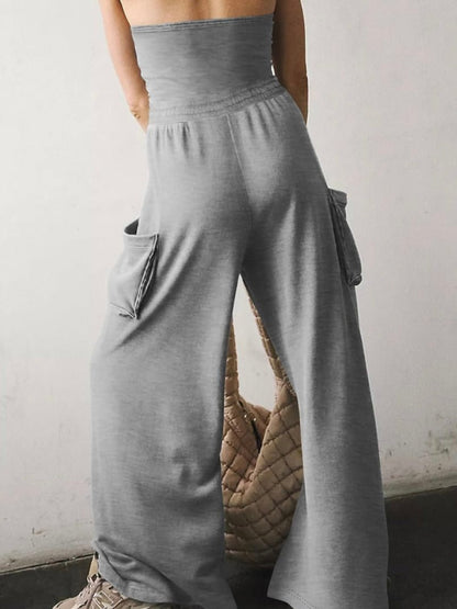 Grey strapless cargo jumper - Wapas