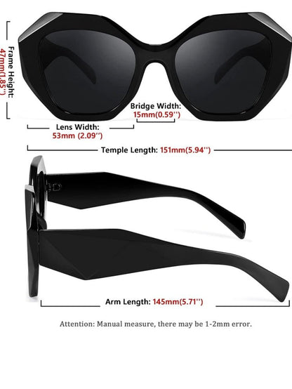 Hexagonal black retro sunglasses - Wapas