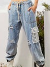 Mid blue crochet pockets denim joggers