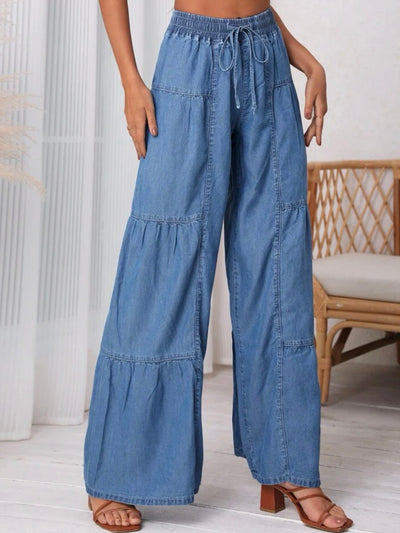 Blue loose fit wide pants